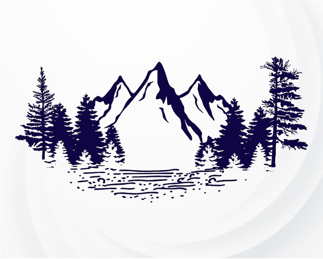 Mountain SVG, Tree SVG, Trees and Mountain Svg, Landscape SVG