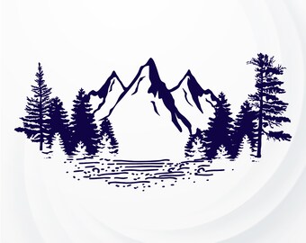 Mountain SVG, Tree SVG, Trees and Mountain svg, Landscape SVG, Mountains Clipart, Camping svg, nature landscape svg