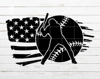 Baseball Flag SVG, Sport SVG, Baseball dad svg for Shirt, Boy svg, American Flag SVG with ball cut file for Cricut Silhouette