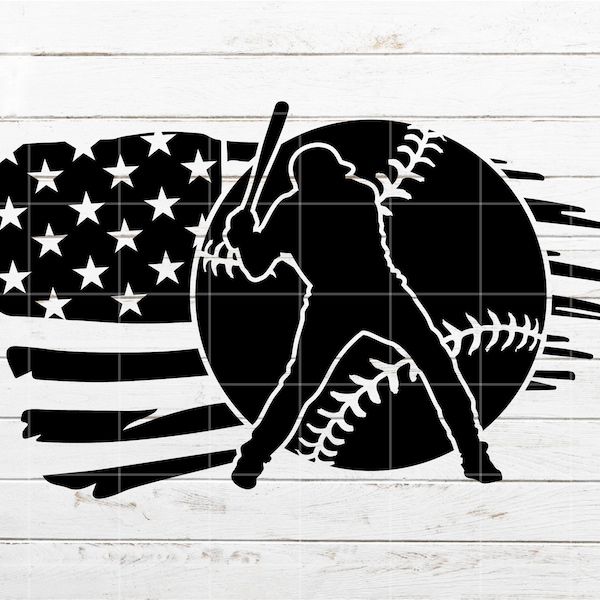 Baseball Flag SVG, Sport SVG, Baseball dad svg for Shirt, Boy svg, American Flag SVG with ball cut file for Cricut Silhouette