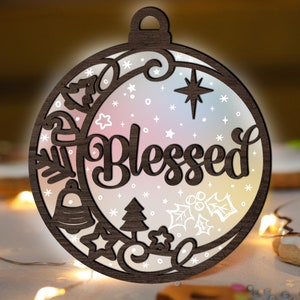 Blessed Christmas Ornament Glowforge SVG, Cute Laser Cut File, Snowlake svg, Winter ornaments multi-layer for CNC machine