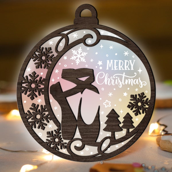 Ballet Pointe Shoes Christmas Ornament SVG Glowforge, Dancer layered laser Cut File, Ballerina gift Acrylic Wood multi-layer for CNC machine