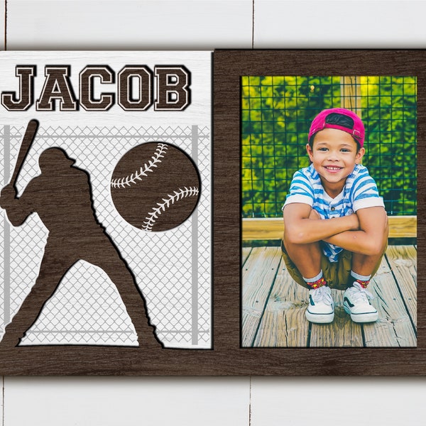 Baseball Picture Frame Glowforge SVG Laser Cut File, Sport SVG, Custom Boy Dad Gift room Decor, Layered project for CNC machine