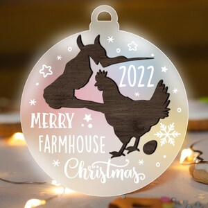 Farm Animal Christmas Ornament Glowforge SVG, Laser Cut File, Snowlake svg, Winter Farmhouse ornaments multi-layer for CNC machine