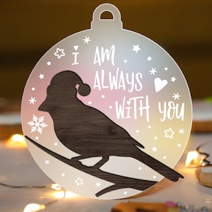 Cardinal Bird Christmas Ornament SVG Glowforge, I am Always With You svg, Memorial Laser Cut File, multi-layer for CNC machine