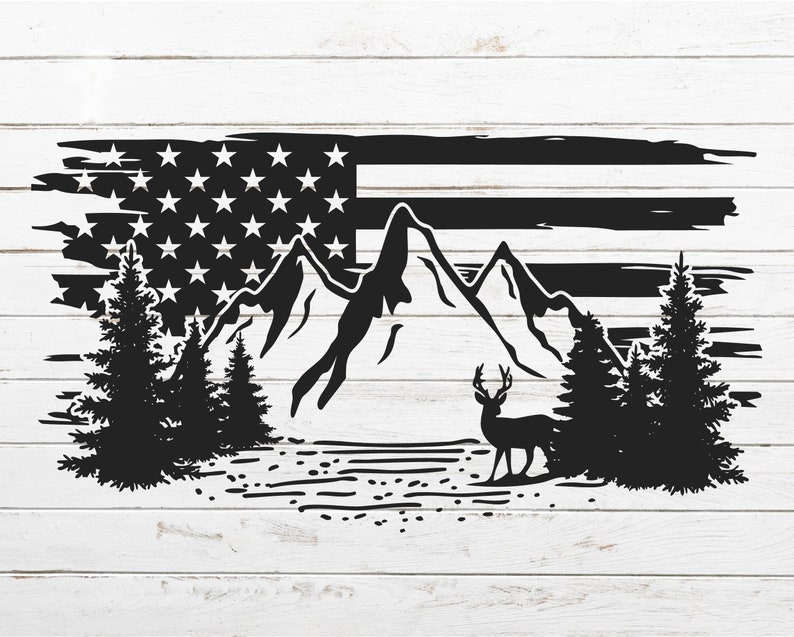 Download Mountain SVG Deer SVG Hunting SVG Flag svg Camping svg | Etsy