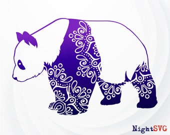 Panda Mandala SVG, Panda for Cricut, Panda Mama bear SVG, Panda Clip art, Panda Silhouette, Panda SVG, Zentangle Animal SvG, Mandala svg