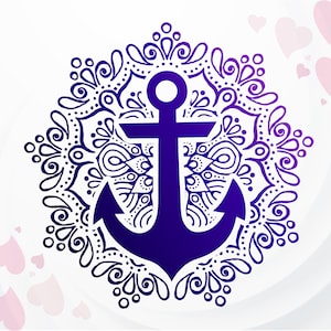 Anchor Mandala SVG, Summer SVG, Mandala Cut Files, Cruise door decorations SVG, Nautical Mandala svg for shirt