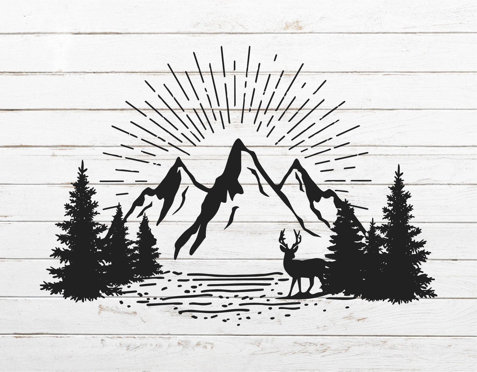 Mountain SVG Landscape SVG Mountains Deer Svg Nature SVG | Etsy
