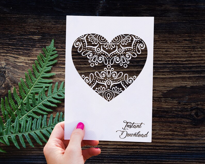 Download Heart Mandala SVG Love heart SVG Heart print Mandala Love ...