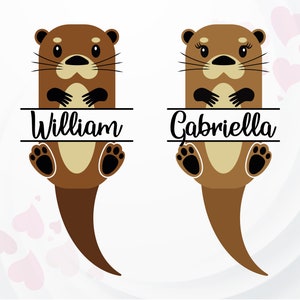 Baby Otter SVG, Funny SVG, Otter split monogram svg, Cute Otters SVG, Otter svg file for Shirt, Animals svg, Otter kids svg