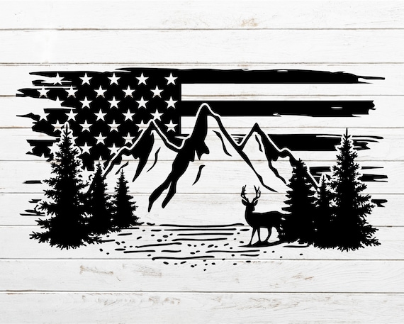 Download Mountain SVG Deer SVG Hunting SVG Flag svg Camping svg | Etsy