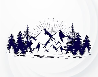 Mountains SVG, Landscape svg, Nature SVG vector file for Cricut, Mountain Silhouette, Holidays in the mountains Clipart, Country SVG