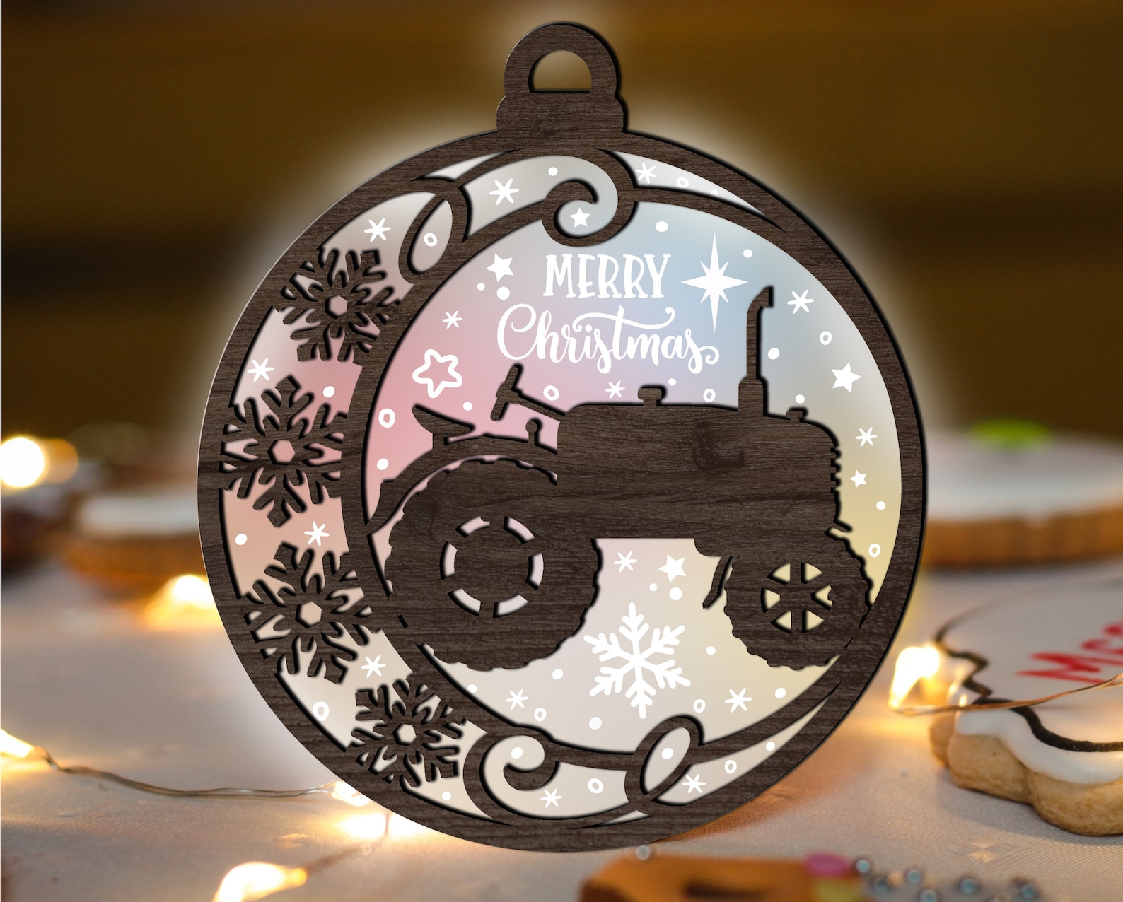 Farm Tractor Christmas Ornament SVG Acrylic Engrave Etsy