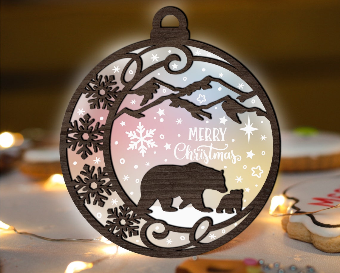 Mama Bear Mountain Christmas Ornament SVG Woodland Etsy