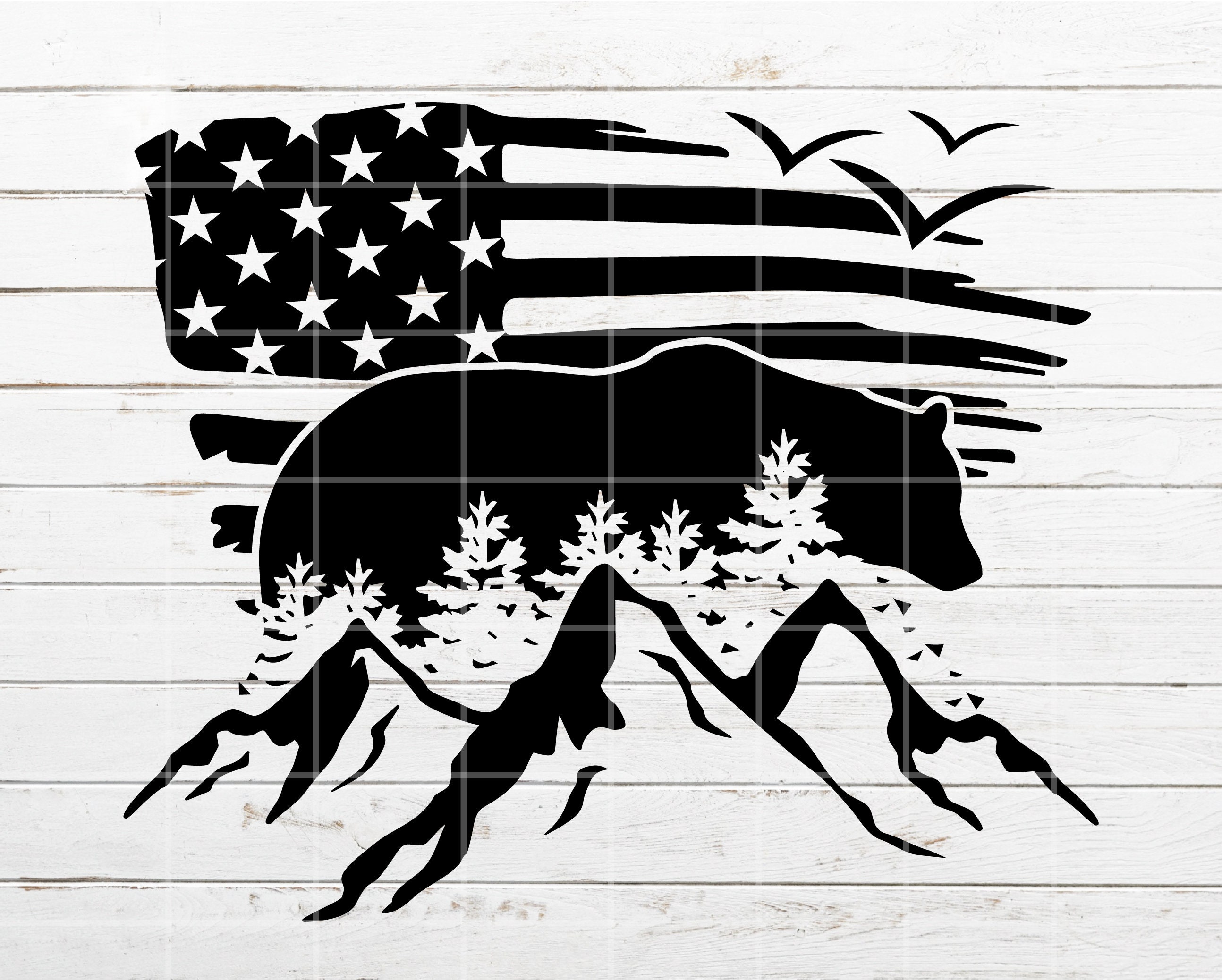 Bear SVG Mountain SVG American flag SVG Camping svg Bear | Etsy