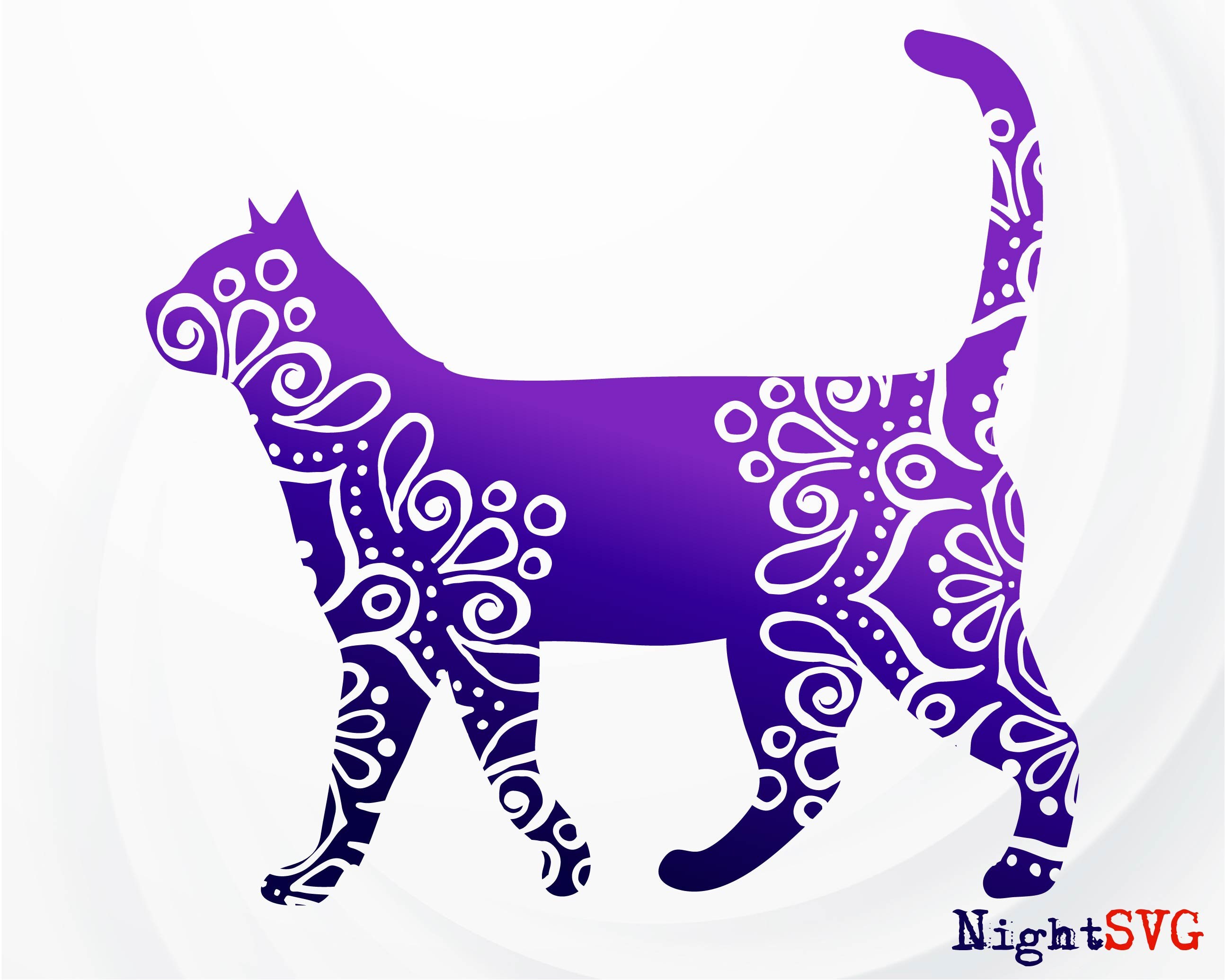 Download Cat Mandala Svg Cat Svg Cat Zentangle Svg Cat Svg For Etsy