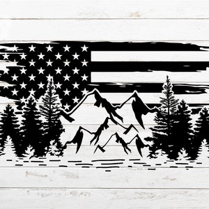 Mountain SVG, Nature svg, Flag SVG, Camping svg, Mountains SVG for Shirt, Patriotic svg, Mountain forest svg, Cricut, Silhouette, Cut File