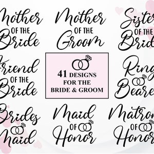 Bridesmaid SVG Bundle, Mother of the Bride SVG, Matron of Honor SVG for Cricut, Bachelorette Party svg for Shirt, Hanger, or other Gifts