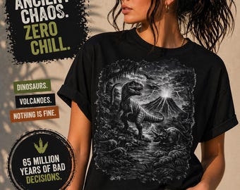 Vintage T-Rex Engraving T-Shirt: Dark Jurassic Style Tee