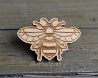 Wooden Bee Pin