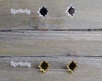 Mirrored Silver/Gold 8 Point Star Studs