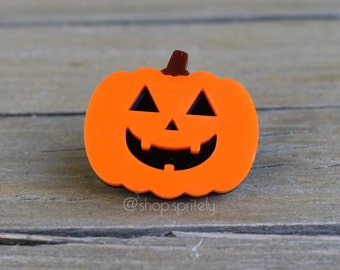 Jack O Lantern Halloween Acrylic Pin