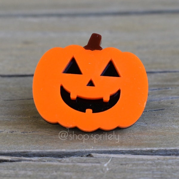 Jack O Lantern Halloween Acrylic Pin