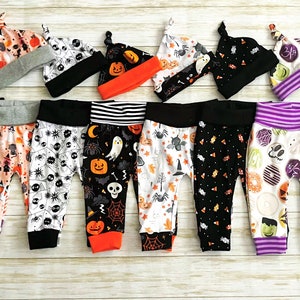 Halloween Joggers, Beanie Baby Pants Spider Spooky Cute Ghost Pumpkin Bat Cat Witches Donut Franky Candy corn Mummy Wolf Skeleton Boys Girls