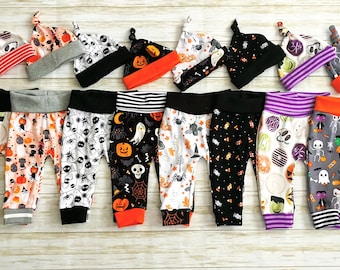 Pantalones deportivos de Halloween, pantalones Beanie Baby, araña, fantasma, calabaza, murciélago, gato, bruja, donut, Franky, maíz dulce, momia, lobo, esqueleto, niños y niñas.