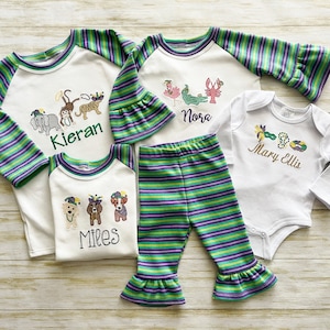 Mardi Gras Monogram shirt Kids Personalized Mardi Gras outfit Girls Boys Baby Toddlers Mardi Gras Pants Matching Siblings Celebrates