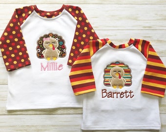 Matching Siblings Thanksgiving shirt, Kids Fall Turkey Thanksgivings shirt, Toddler Baby Boys Girls Turkey shirt, Personalized Thanksgiving