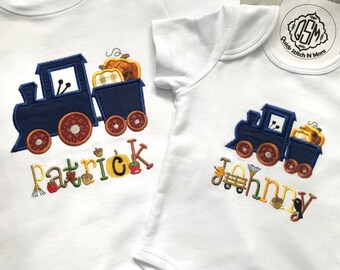 Boy Pumpkin patch Shirt, Boy Fall pumpkin with train shirt, Toddler boy pumpkin shirt, Baby pumpkin bodysuit