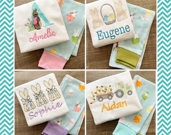 Monogram Easter Pajamas Kids Toddler Baby Boys Girls Matching Siblings Easter Bunny Egg PJs Easter Egg hunt Basket stuffer Easter gift