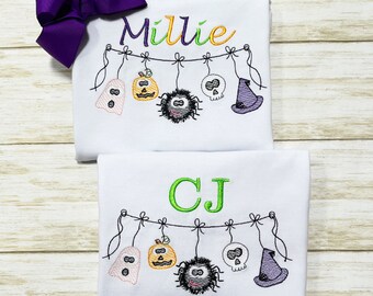 Halloween shirt for Boys Girls Kids Toddlers Baby Ghost Pumpkin Spider Skeleton Witch Spooky Personalized Halloween shirt Halloween Matching