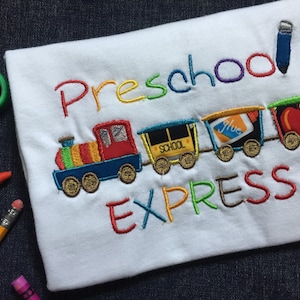 First day of school top, Back to school Toddler boy t-shirt, Pre school t-shirt, PreK top, Boys Pre school t-shirt, Back to school Train top