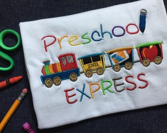 First day of school top, Back to school Toddler boy t-shirt, Pre school t-shirt, PreK top, Boys Pre school t-shirt, Back to school Train top