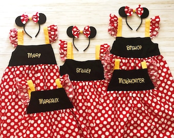Minnie mouse inspired dress, personalized Disney trip dress
