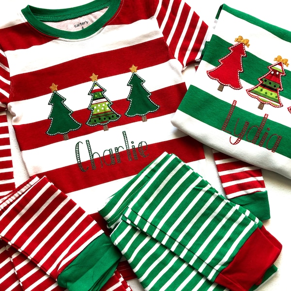 Kids Christmas pajamas. Siblings matching Christmas Pjs, Christmas tree pajamas. Christmas Eve pajamas, Christmas Gift