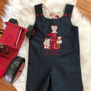 Baby boy First birthday with farm animal romper, Baby boy 1st birthday outfit, Baby boy jon jon , shortall