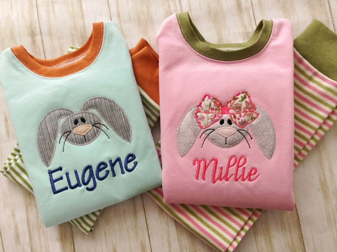 Personalized Kids Easter Pajamas, Easter Bunny Pajamas for Girls Boys