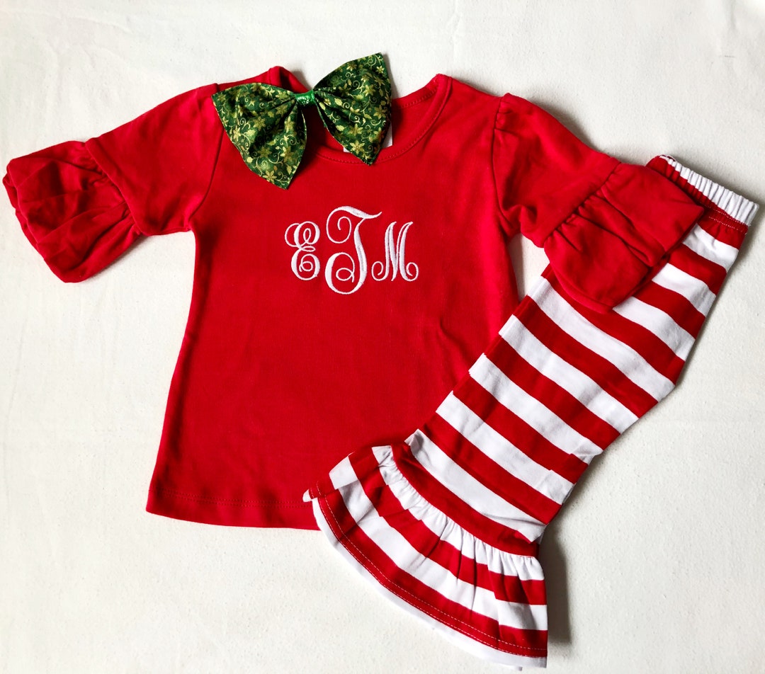 Monogram Christmas Shirt for Girls Girls Christmas Outfit Etsy