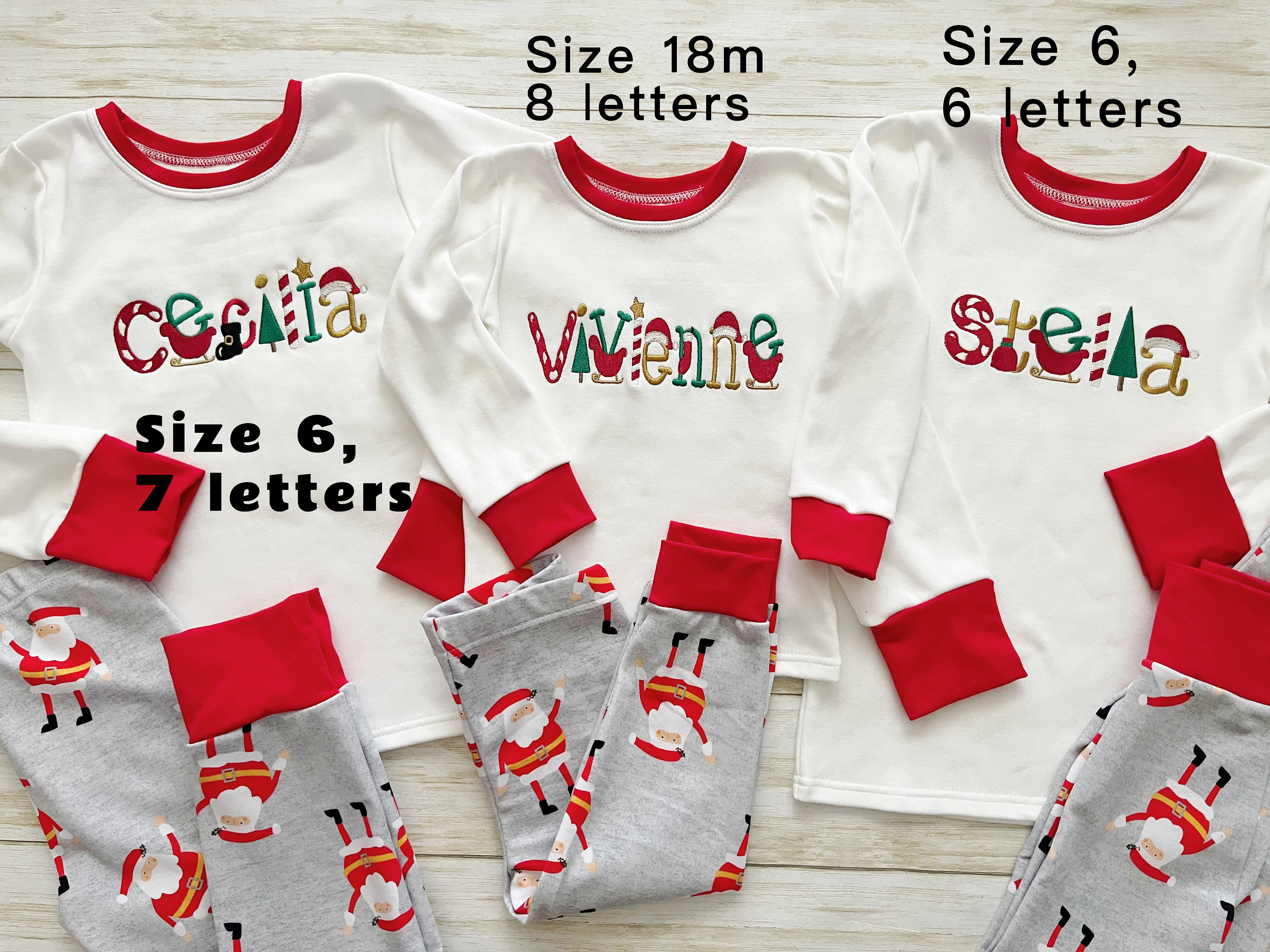 Monogram Pyjamas Monogram Christmas Pajamas Santa Sleigh Neutral Gender - Etsy