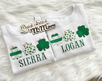 Camiseta infantil del Día de San Patricio. Camiseta a juego para hermanos, niñas, niños y bebés. Camiseta con tréboles.