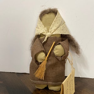 Vintage Maggie Scratch and Friends Doll, Springhouse  1983 Collection, Muslin Cotton Doll with Handmade Broom,
