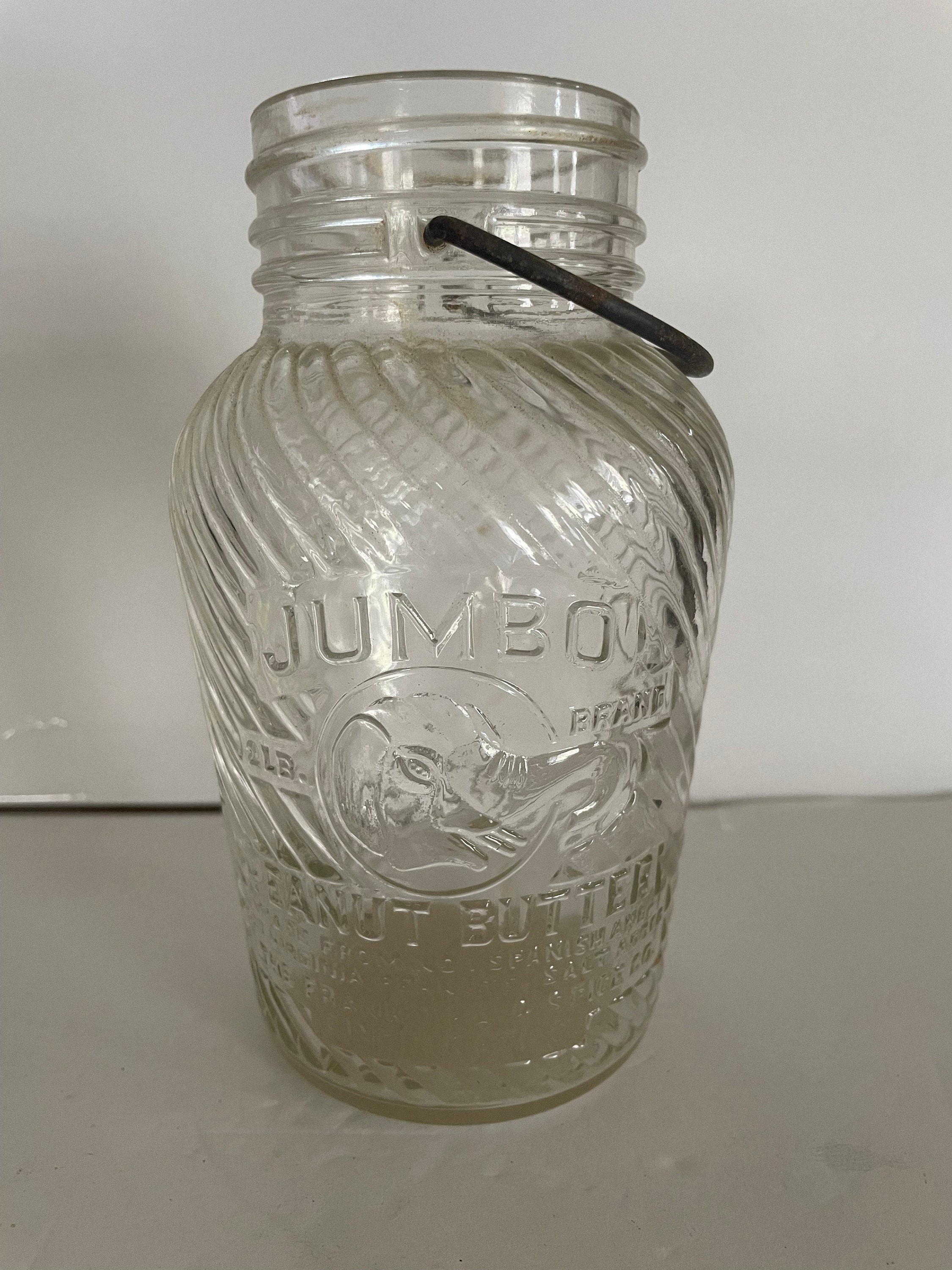 Vintage JUMBO Peanut Butter 2 Pound Jar With Wire Bail