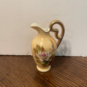 Pichet/Vase décoratif en porcelaine Lefton vintage peint à la main