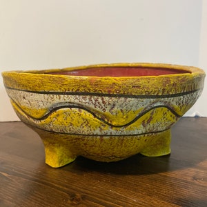 bol vintage en poterie d&#39;argile, fait main artisanalement, peint à la main