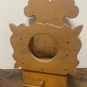 Antique Folk Art Pocket Watch Hutch 1870-1920 Handmade with Key Holding Drawer