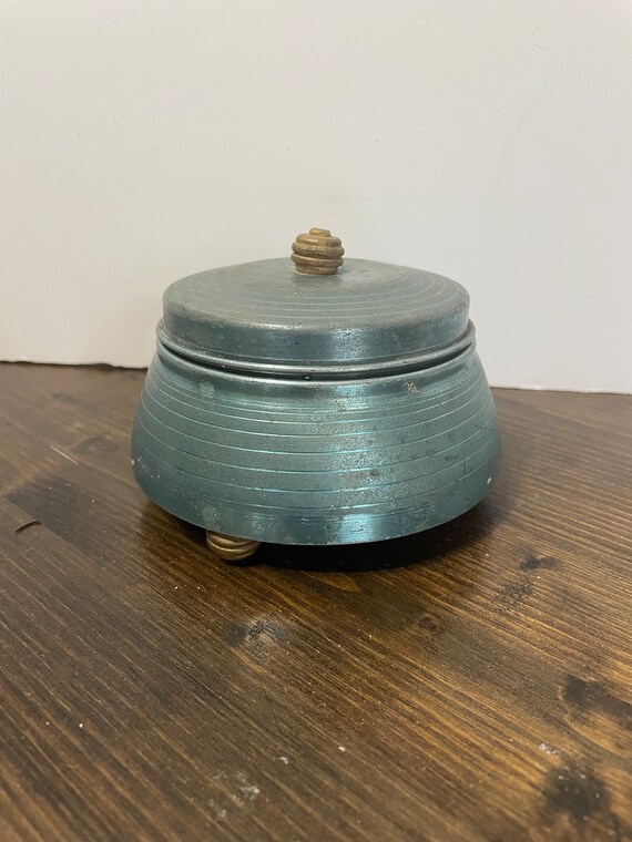 Musical Metal Powder Box Victorian Decor Gem